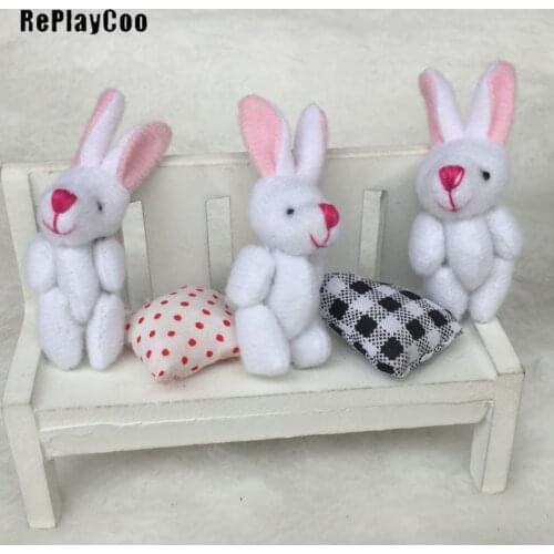 100Pcs/Lot Mini Stuffed Plush Toys Little white rabbit with red nose Bunny rabbit Soft Toys 6cm/2.4" Small Pendant Gifts GMR080