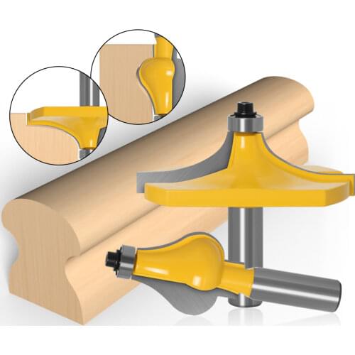2 Pieces 12mm Shank Handrail Router Bits Set with Bearings Woodworking Milling Cutters Kit