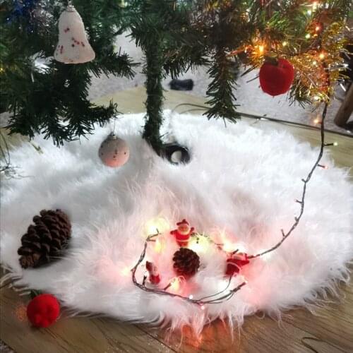 78/90/120cm Luxury Faux Fur Christmas Tree Skirt 48 inch New Year White Christmas Tree Decorations Christmas Decoration for Home