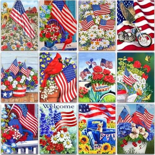 5D Diy Diamond Embroidery Animal Eagle Full Square Diamond Painting American Flag Cross Stitch Kit Rhinestone Mosaic Home Decor