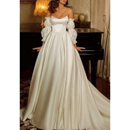 Satin Puff Sleeves Bridal Gown Sleeves White Champagne Handmade Customized Wedding Arm Cover Decorate For Elegant Accessories