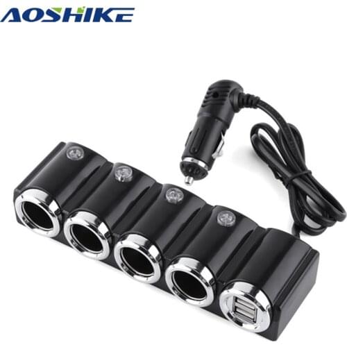 AOSHIKE Car Splitter 12V 5 In 1 4-Socket Cigarette Lighter In Car Charger Car Power Outlet Adapter For Car MP3 Mobile Phone Game