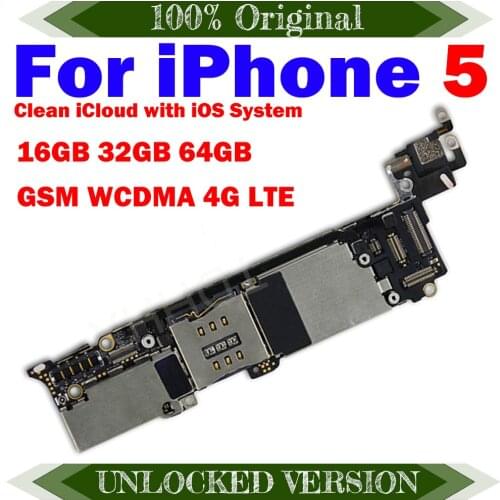 NOT Locked Motherboard For iPhone 5 Unlocked Motherboard 64gb Mainboard With system 32gb Logic Board 16gb Full Function replace
