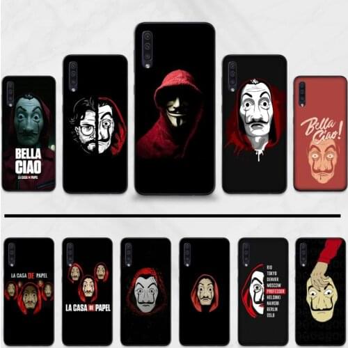 Spain tv Paper House Robbery Silicone Black Phone Case For Samsung A20 A30 30s A40 A7 2018 J2 J7 prime J4 Plus S5 Note 9 10 Plus