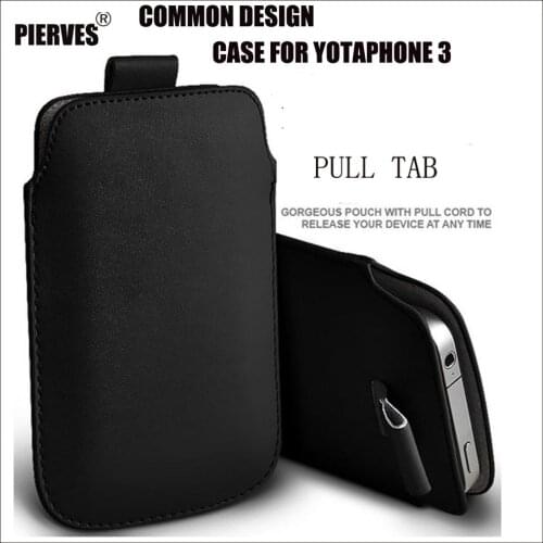 Casteel Design PU Leather Case For Yota Devices YotaPhone 3 YotaPhone3 Yota 3 Yota3 Pull Tab Sleeve Pouch Bag Case Cover Shield