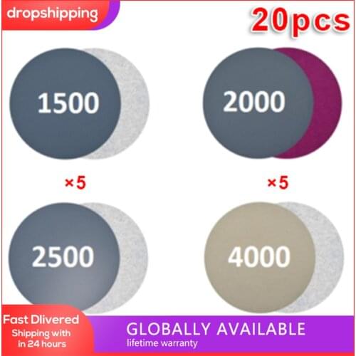 20pcs Diamond Polishing Pads Wet & Dry Sanding Disc 3 Inch Mixed 1500-4000 Grit For Wood Products Metal Polishing Anti-static