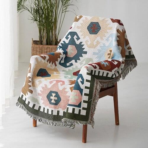 Geometric Sofa Blanket Throws Cotton Weighted Blanket Bedspread Chair Sofa Cover Slipcover Knitted Throw Blanket For Travel Bed