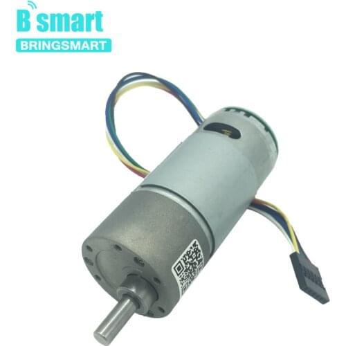 Bringsmart 12V DC Gear Motor Encoder Torque 2-60kg.cm Speed Control Reversible D Shaft Metal Gear Automatic Equipmen JGB37-555