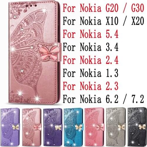Sunjolly Leather Case Flip Card Wallet Stand Cover for Nokia G20 G30 X10 X20 5.4 3.4 2.4 1.3 2.3 6.2 7.2