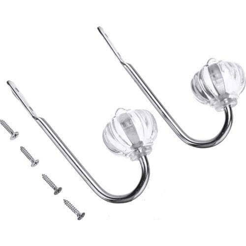 2pcs Crystal Ball Metal Curtain Holdback Zinc Metal Plating Curtain Holdback Wall Tie Backs Hook Hanger Hardware Curtain Decor