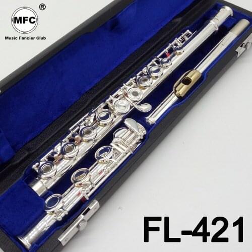 Music Fancier Club Intermediate Standards Flute FL-421 Student Flutes Gold Plated Lip Plate 17 Holes Open Closed Hole With Case