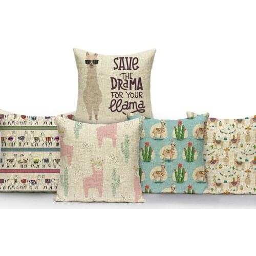 Alpaca Pillow Cover Custom Lovely llama 45*45 cm Cushion CoversThrow Pillows Home Decoration Pillowcase Printed Cushions Cover