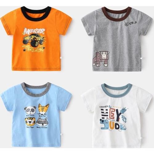 New 2021 Kids Boys T Shirts Fashion Cute Cartoon Animal Short Sleeve T-Shirt Cotton Baby Boys Summer Casual O-neck Tops Clothing