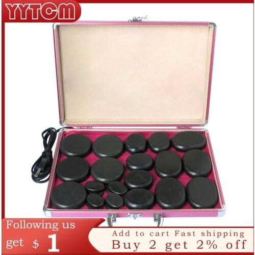 NEW wholesale & retail electrical heating 220V SPA hot energy stone 23pcs/set with heat box