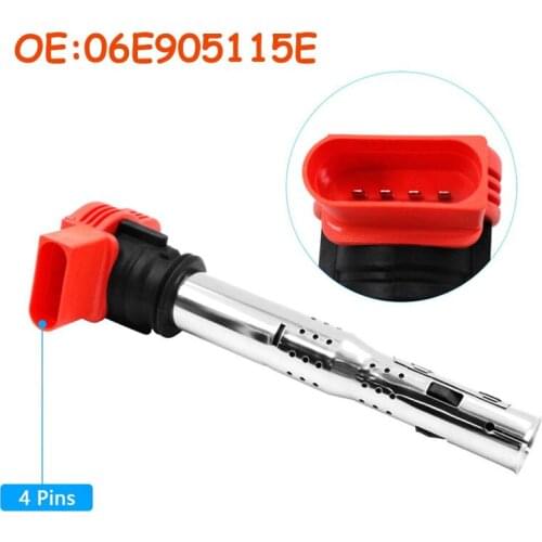 OEM 06E905115E 06E905115 For VOLKSWAGEN A4 A5 A6 A8 Q7 2.7TDI 3.0TDI 3.2 V6 4.2 V8 Red Spark Ignition Coil car accessories