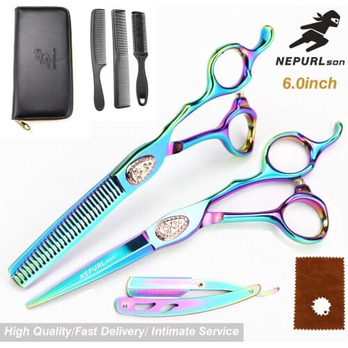 6.0 inch hand-Hair scissors Japanese Hairdressing Scissors Shaver and hair barber barber hair scissors set