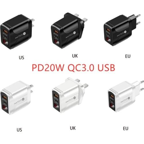 PD20W QC3.0 USB Digital Display Charger Dual Port USB Charger Power Adapters High-speed Reliable Power Adapters