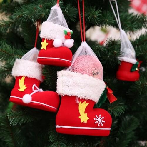 Christmas Decoration Xmas Tree Pendant & Drop Ornament Hanging Decor Kids Candy Gift Holder Santa Claus Boot Shoes Stocking