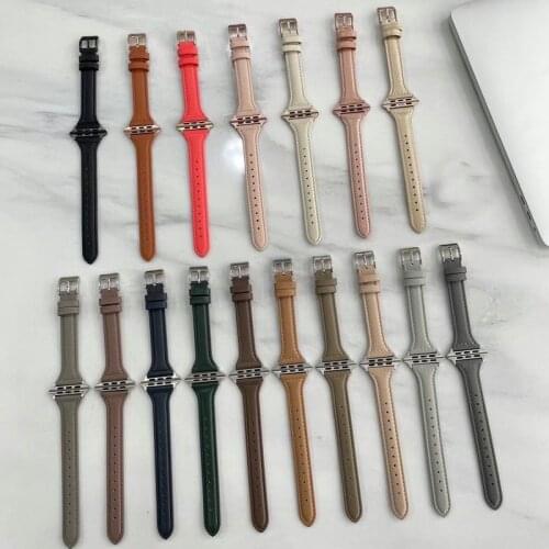 Genuine Leather Watch Band For Apple Watch 38mm 40mm 42mm 44mm Sports Slim Strap Bracelet For IWatch Series 6 SE 5 4 3 Wristband
