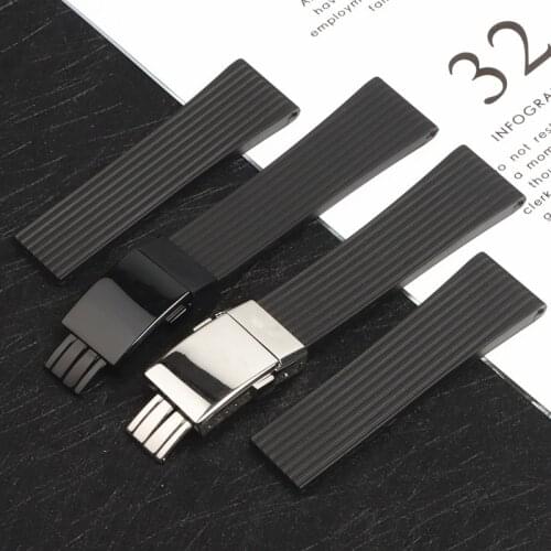 Top Luxury Brand 24mm Black nature soft Silicone Rubber Watch band Bracelet For navitimer/avenger/Breitling strap with tools