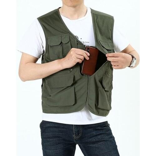 Spring Summer Tactical Vest Men Outdoor Quick Dry Mesh Many Pockets Waistcoat Photography Advertising Fishing Gilet Homme M-4XL