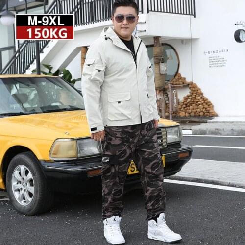 Mens Tracksuit 2019 2 Piece Autumn Men Camouflage Sports Pants Off White Hoodie Jacket Coat Big Size 5XL 6XL 7XL 8XL 9XL Clothes