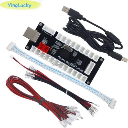 Arcade Zero Delay USB Encoder PC To Joystick Replacement Parts USB Cable Encoder Board +Wire Cables Set LED button
