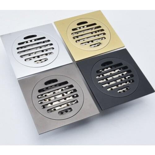 Bathroom Square Floor Drains Solid Brass Shower Floor Drains Tile Insert Invisible Drain Channel Black Floor Drains