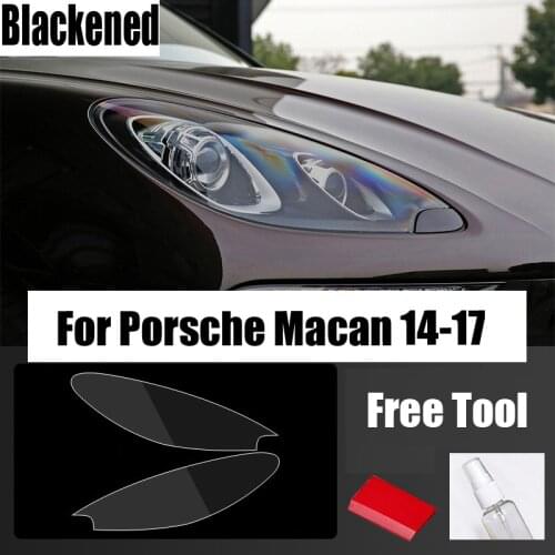 Car TPU Headlight Protective Film Blackened Transparent Front LED Sticker For Porsche Macan 2014-2021 Exterior Accessories 2PCS