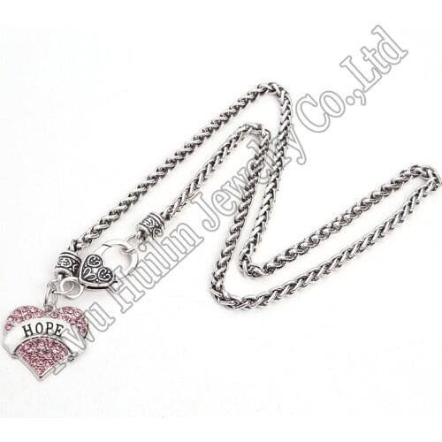 The Love of Peach Heart Necklace Jewelry Crystal "Hope "Heart Pendant Necklaces For Friend