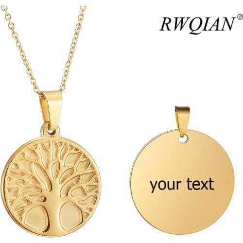 Tree of Life Commemorative Necklace Custom Pendant Necklaces for Women Stainless Steel Chain Choker Personalized Wedding Jewelry