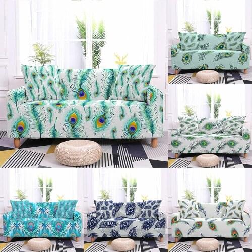 1/2/3/4 Seater Feather Pattern Elastic Sofa Cover Slipcovers for Living Room Polyester Loveseat Couch Cover Armchair Cover