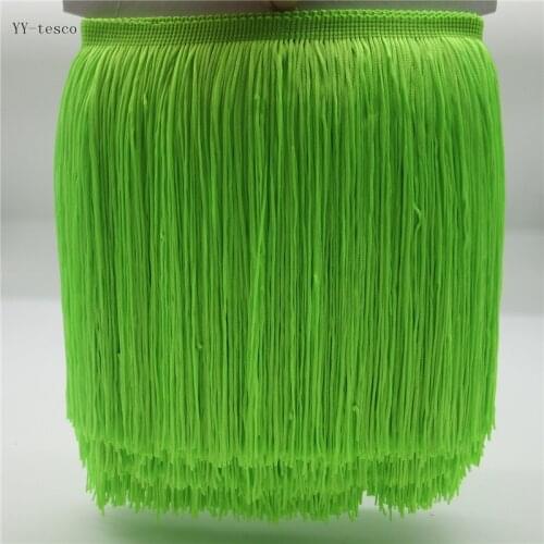 10 Meters 20CM Long Polyester Lace Tassel Fringe Fluorescent green Fringe Trim Ribbon Sew Latin Dress Stage Garment Accessories