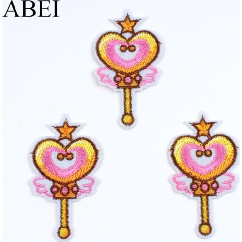 10pcs Cartoon Magic Wand Patches For Grils Baby Apparel Decoration DIY Iron On Fairy stick Stickers Sewing Jeans Appliques Badge