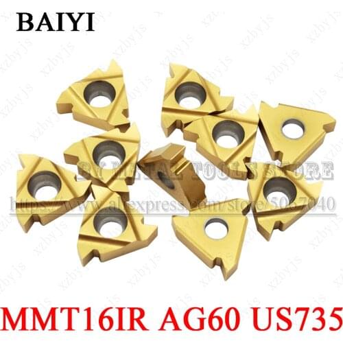 10PCS Carbide insert MMT16IR AG60 US735 external turning tool Thread Turning Tool CNC MMT16IR AG60 lathe tool milling cutter