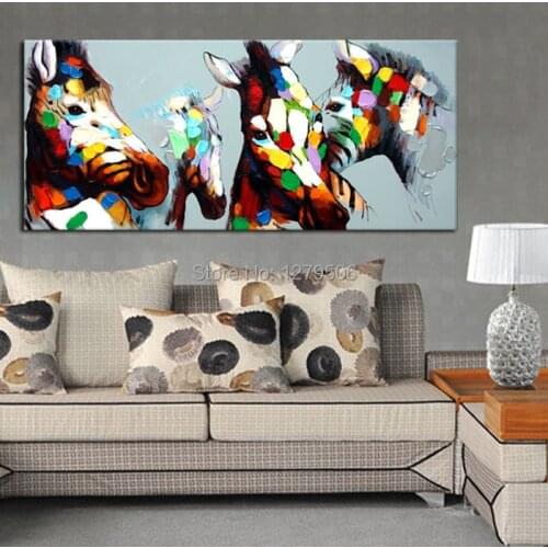 100%Handpainted Abstract Handsome Horses Art Oil Painting On Canvas Animal Paintings For Home Decor