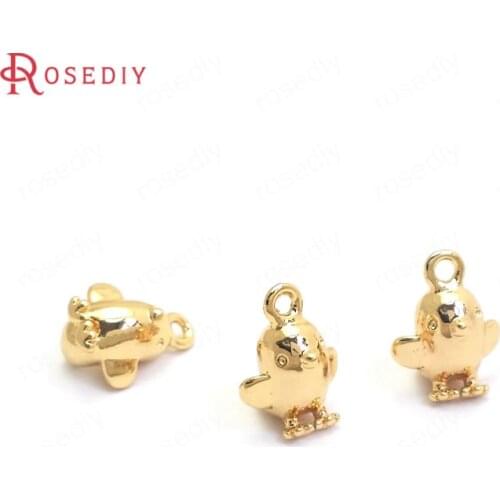 37383)6PCS 10x8MM 24K Gold Color Brass Bird Charms Pendants High Quality Jewelry Making Supplies Diy Findings Accessories