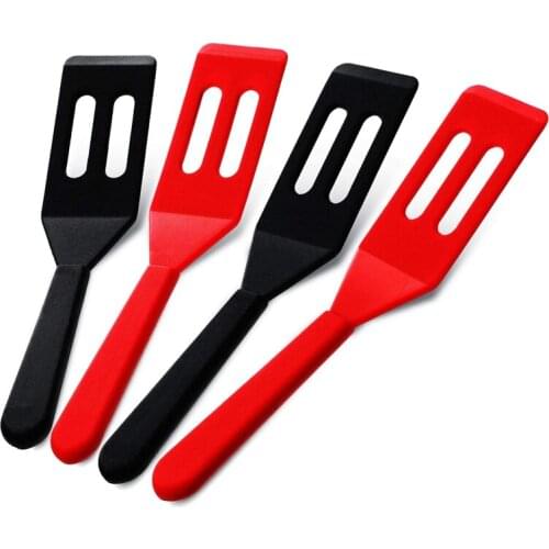 4 Pcs Silicone Brownie Serving Spatula,Heat Resistant Turner Slotted Spatula,for Nonstick Cookware Cooking (Red&Black)