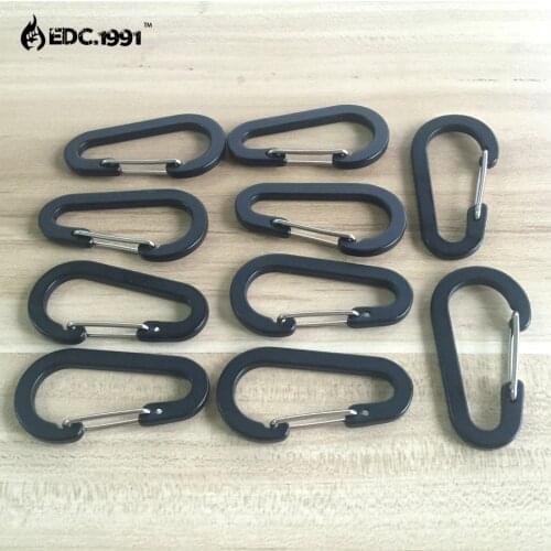 50 pcs 6cm Outdoor Camping Climbing Carabiner D Shape Mountaineering Buckle Fast Hang Mini Buckle Hook Aluminum Alloy black EDC