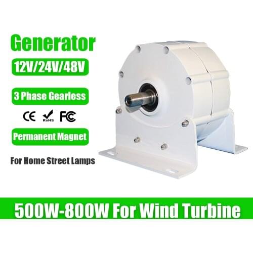 500W 600W 800W 12V 24V 48V 3 Phase Gearless Permanent Magnet Generator AC Alternators Use For Wind Turbine Water Turbine