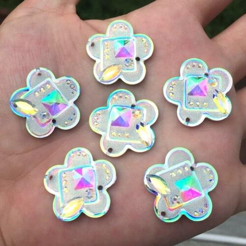 60PCS DIY White&Black AB Sew On Flower Resin Rhinestone buttons Shiny horse eye Crystals Stones Strass Crafts -T050*5