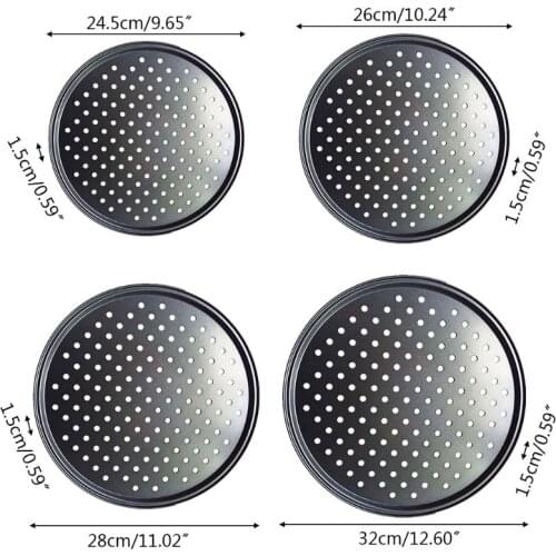 9/10/11/12 Inch Baking Pizza Pan with Hole Carbon Steel Nonstick Kitchen Cooking 37MF