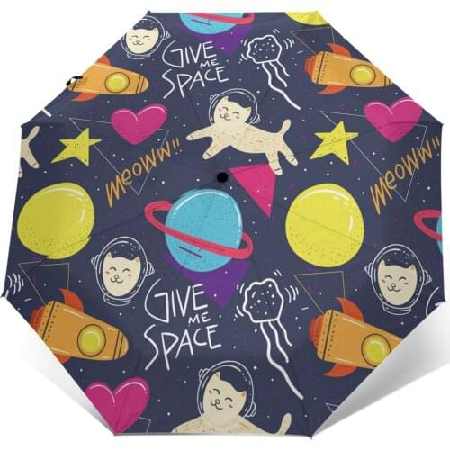 Automatic Umbrella Rain Women Three-folding Umbrella Colorful Animals Words Windproof Umbrella Female Waterproof parasol
