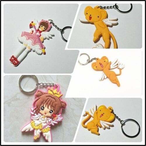 5 Pcs/lot Anime Cardcaptor Sakura Keychains Keyring Cartoon Cardcaptor Sakura Pvc Double Side Soft Plastic Pendant Toy Gift