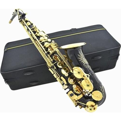 Black Alto Saxophone Brass Engraving Mode Black Gold Sax Musical Instruments Professional Alto Saxophone and Case Free