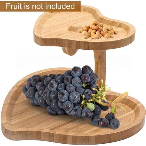 Wooden Cake Stand Double Layer Bamboo Tray For Food Fruit Dishes Snack Plate Party Buffet Display Tray Serving Plates Tableware