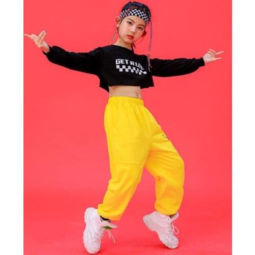 Kids Concert Outfits Hip Hop Clothing Sweatshirt Top Crop Casual Pants for Girl Jazz Dance Costume Ballroom Dancing Clothes