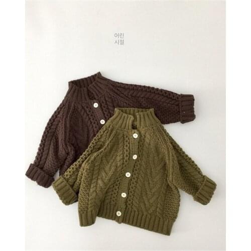 Buttons Kids Sweaters Spring Winter Baby Boys Girls Warm Cardigan Tops Thicken Knitted Bottoming Yellow Maroon High Quality
