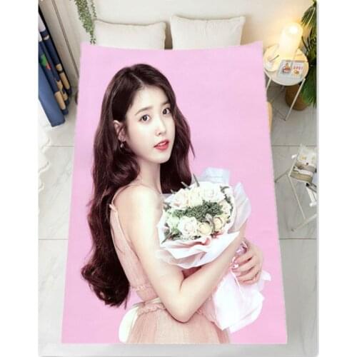 Home Textile Kpop iu Blanket Sofa Bedroom Girlfriend Lee Ji Eun Flannel blanket Bedding Bedspread Customize