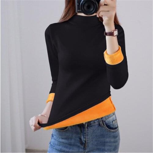 Thick Warm Winter Basic T Shirt Women Long Sleeve T-Shirt Women Shirt Tops Tee Female Bodysuit Tops Ladies Pullover Clothing